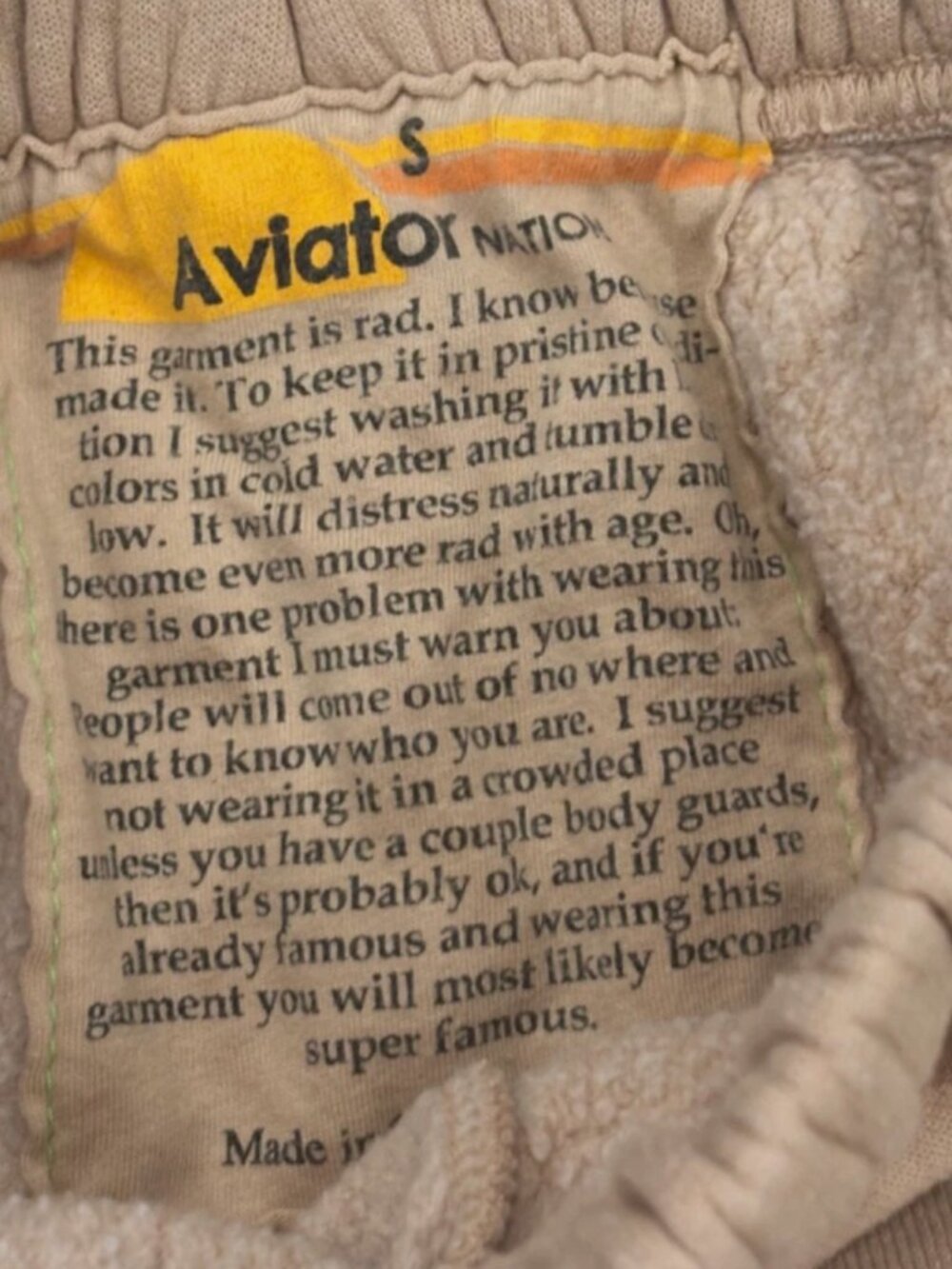 Aviator Nation Bolt Sweatpants Sand Mocha Womens S - Picture 5 of 8